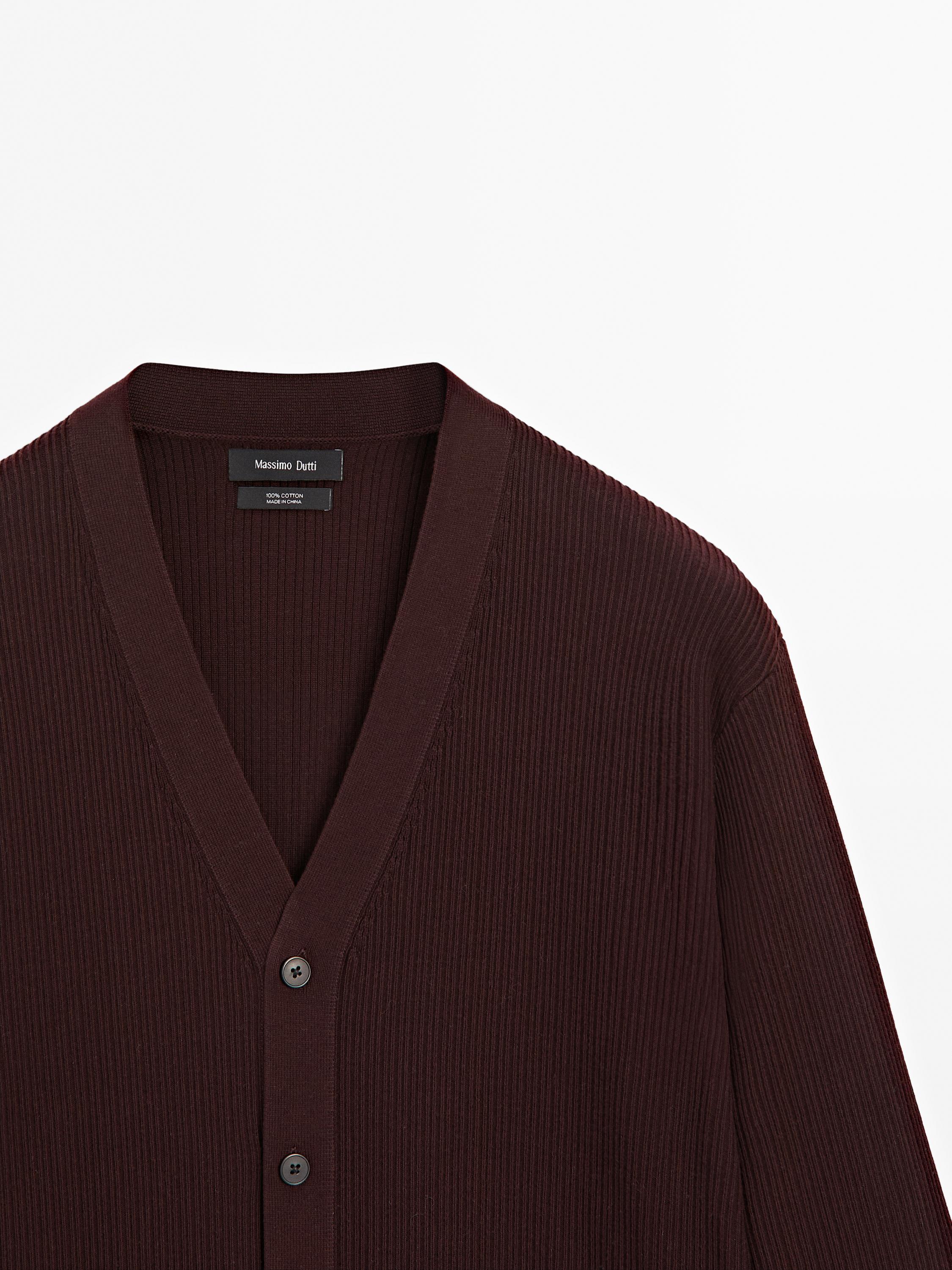 100% cotton textured knit cardigan